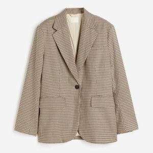 Oversized Brown Houndstooth Blazer
